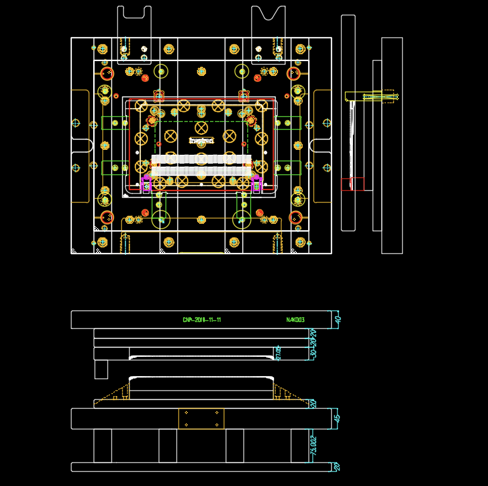 铝制电脑外壳冲压下料模具设计图